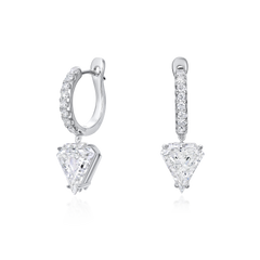 3.28cts Diamond Set Hoops with Shield Cut Diamond Drops