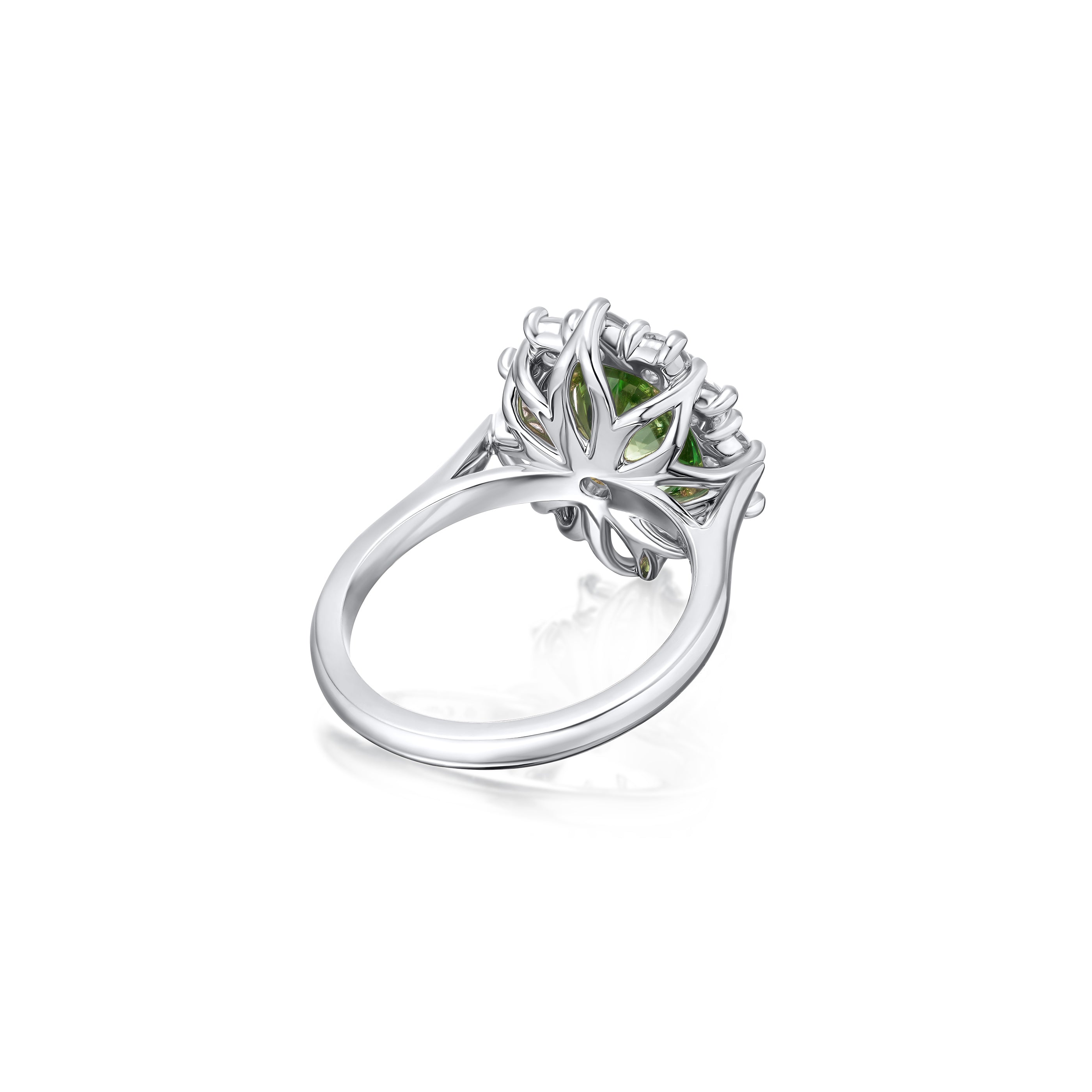 3.03cts Chrome Green Tourmaline and Diamond Cluster Ravello Ring