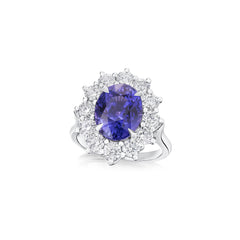 6.15cts Colour-Change Blue-Purple Sapphire and Diamond Ravello Cluster Ring