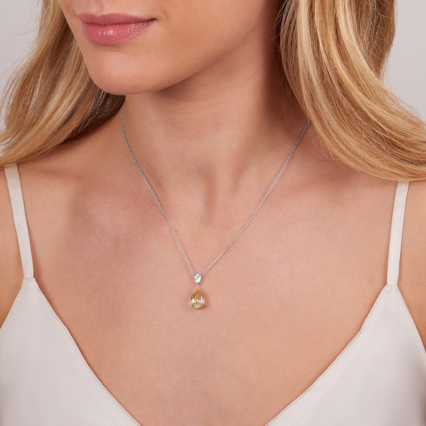 6.20cts Pear Shape Yellow Sapphire and Diamond Pendant