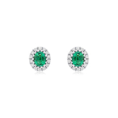 Emerald and Diamond Cluster Earrings