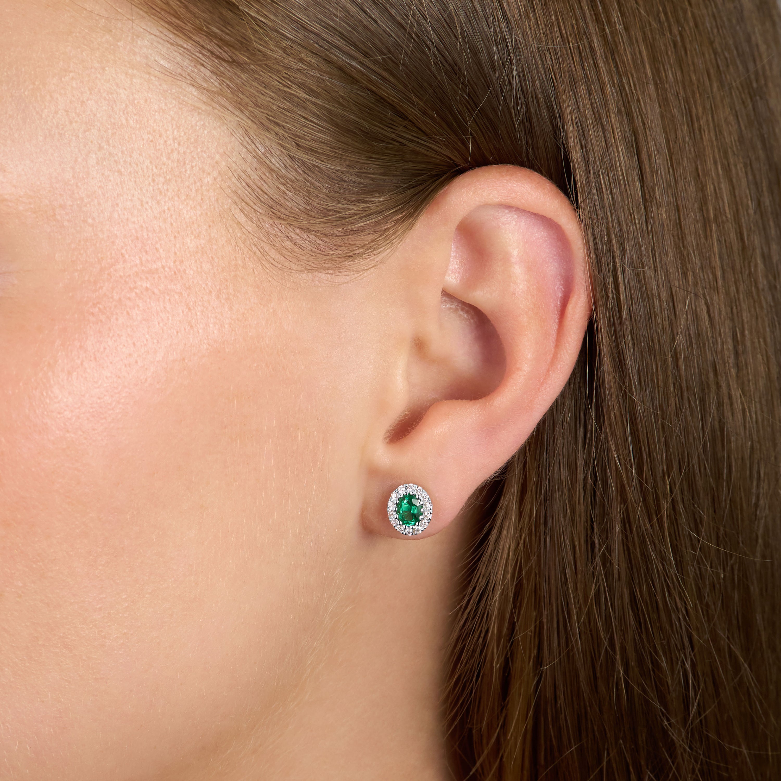 Emerald and Diamond Cluster Earrings