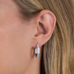 Nectar Collection Diamond Set 18ct White Gold Hoop Earrings