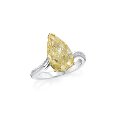4.53cts Natural Fancy Yellow Pear Cut Diamond Ring