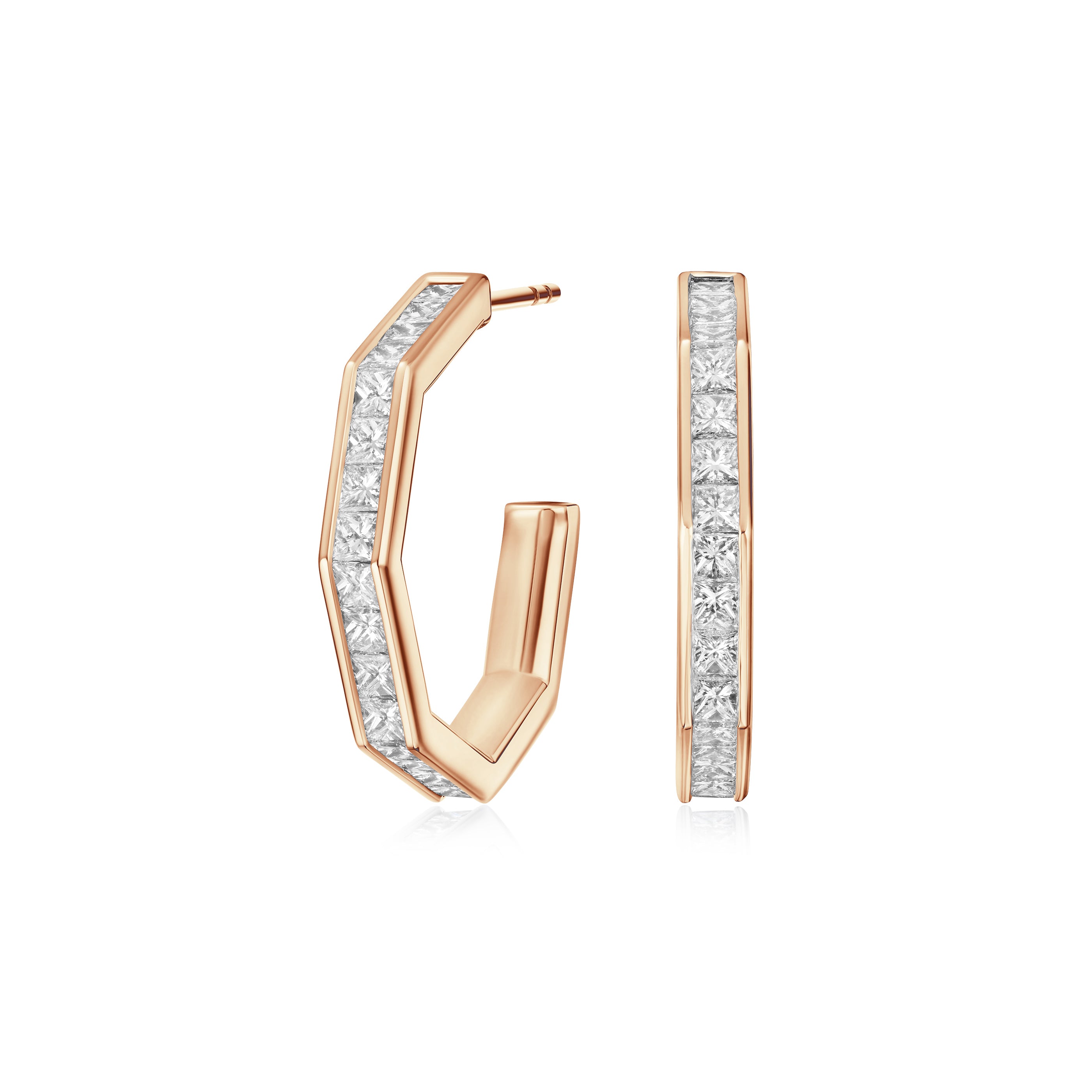 Nectar Collection 18ct Rose Gold Diamond Set Hoop Earrings