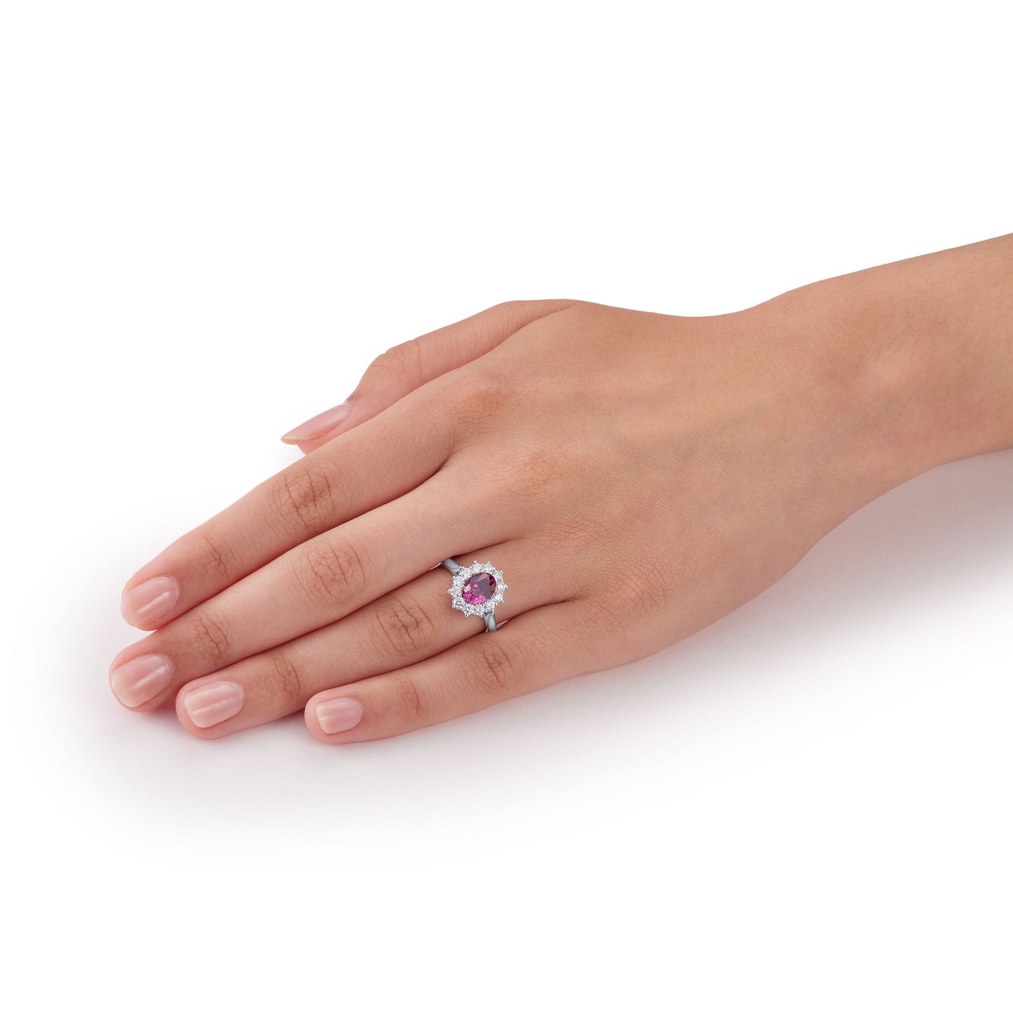 2.84cts Red-Purple Sapphire and Diamond Ravello Cluster Ring