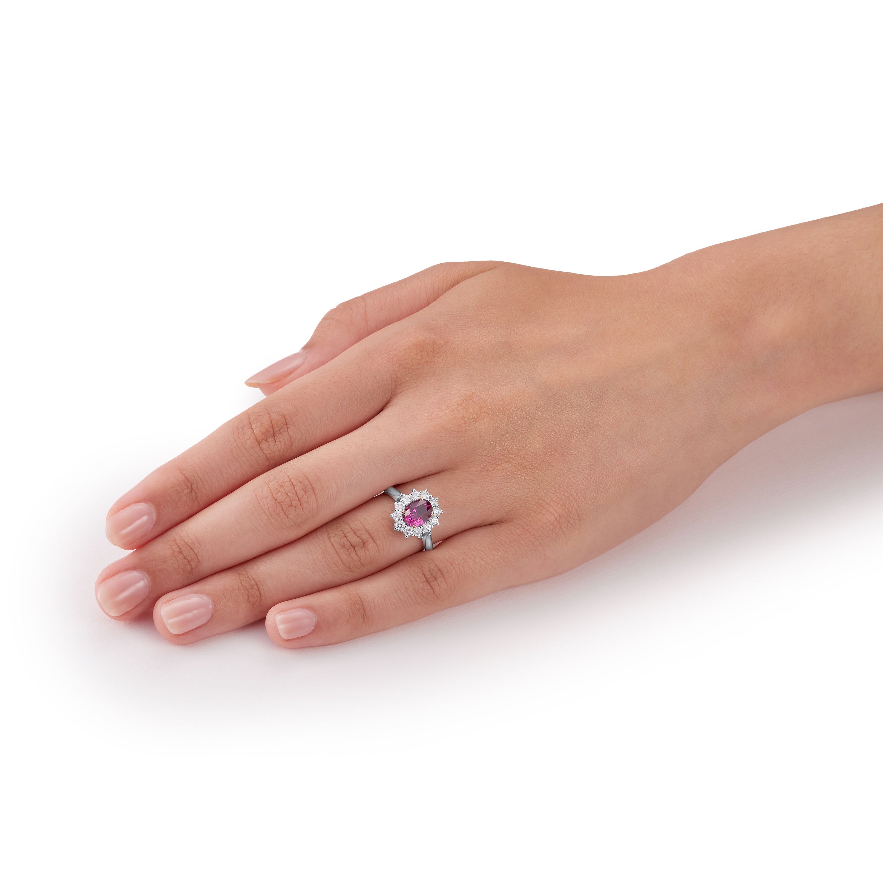 2.84cts Red-Purple Sapphire and Diamond Ravello Cluster Ring