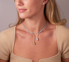 Natural Fancy Yellow and White Pear Cut Diamond Necklet