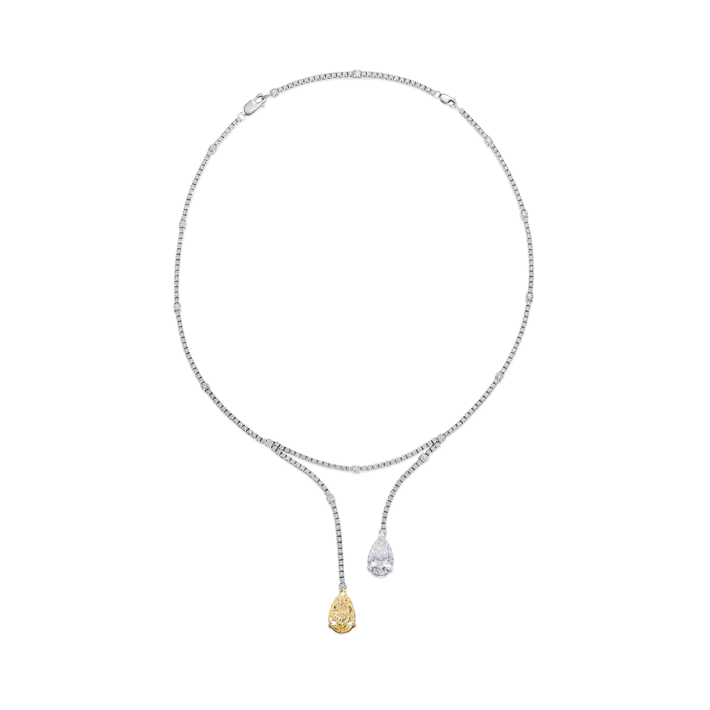 Natural Fancy Yellow and White Pear Cut Diamond Necklet