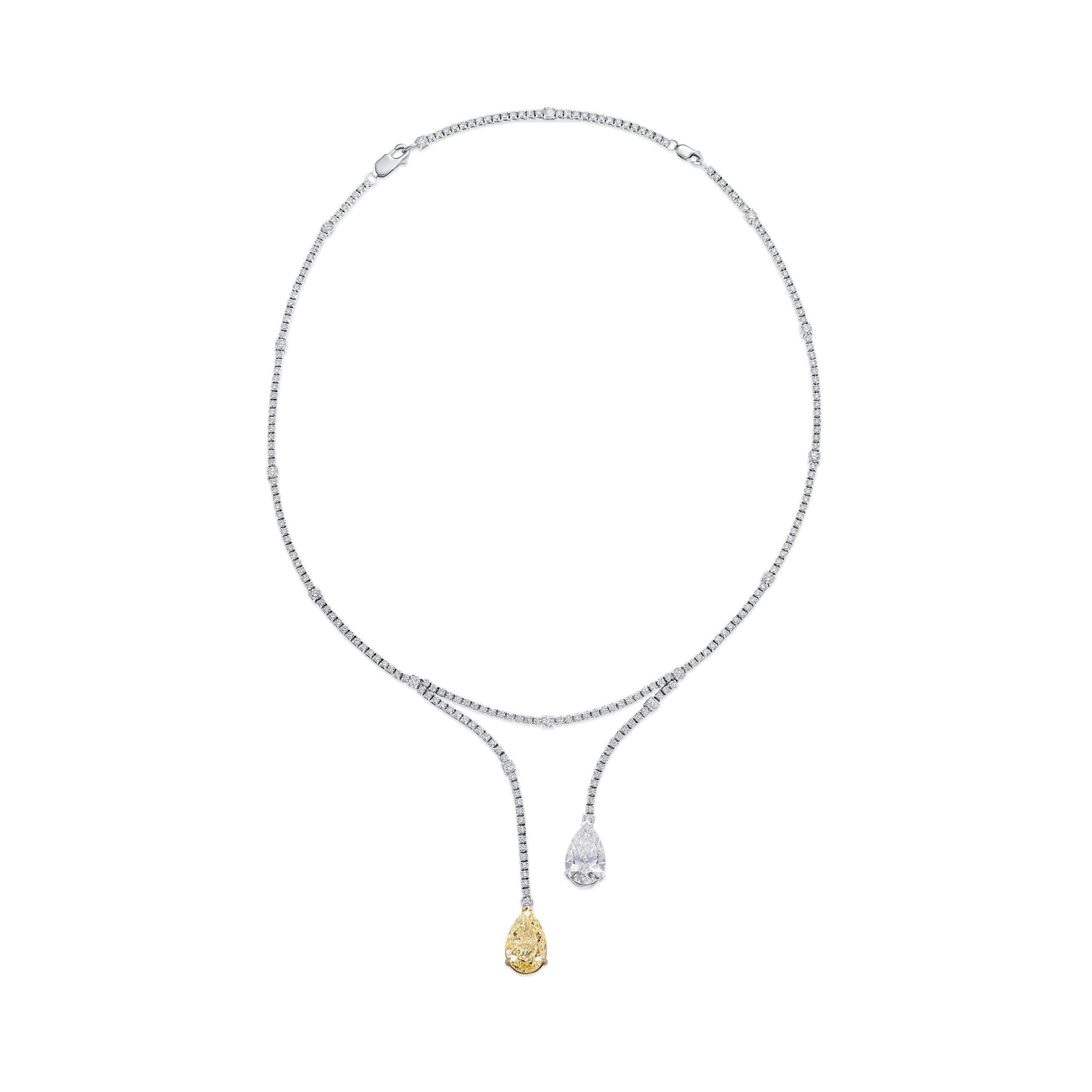 Natural Fancy Yellow and White Pear Cut Diamond Necklet