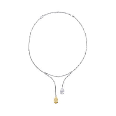 Natural Fancy Yellow and White Pear Cut Diamond Necklet