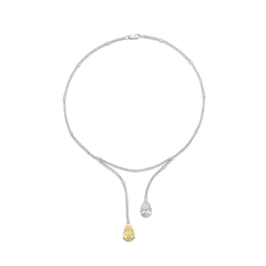 Natural Fancy Yellow and White Pear Cut Diamond Necklet