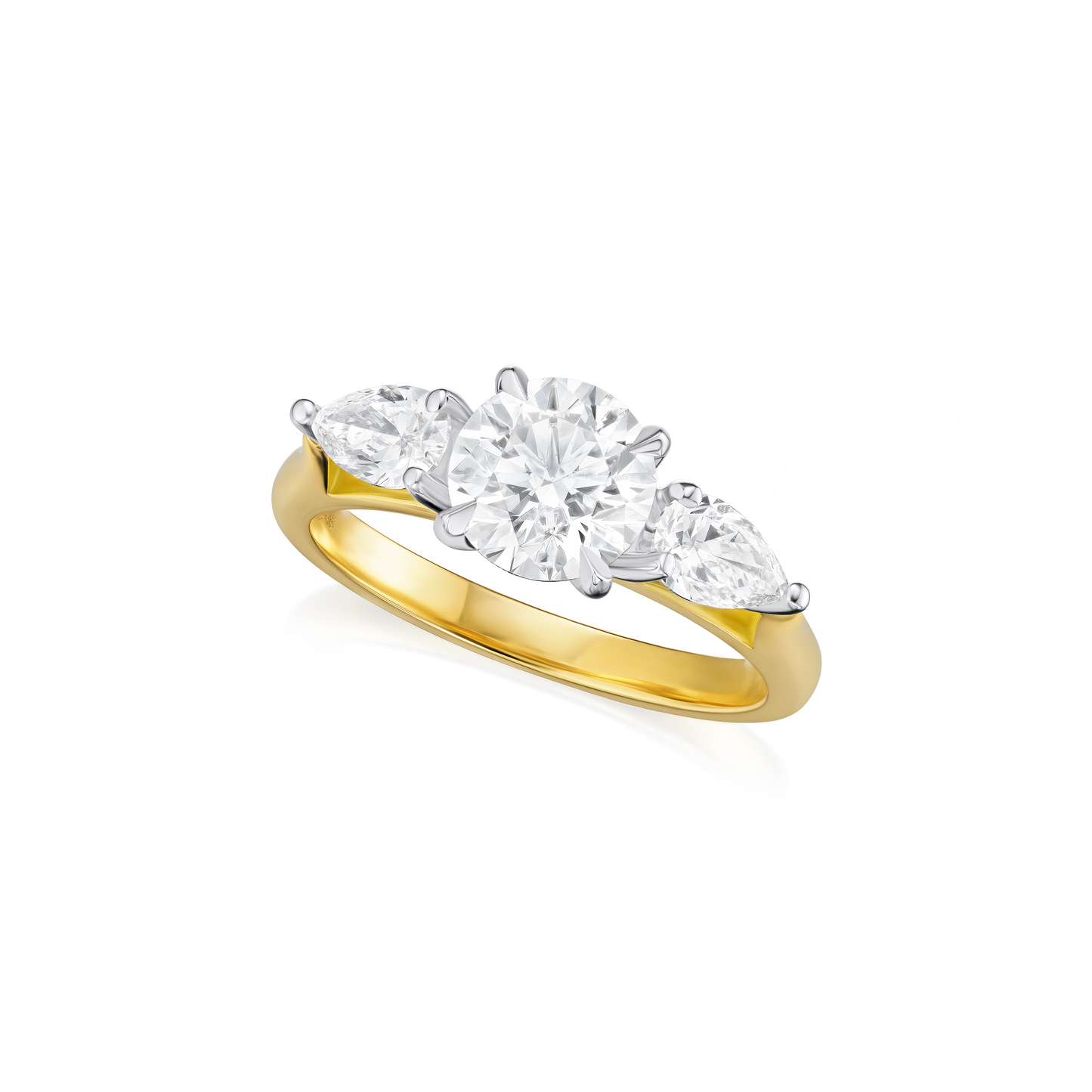 0.92ct Pear Cut Diamond Three Stone Ring