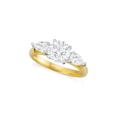 0.92ct Pear Cut Diamond Three Stone Ring