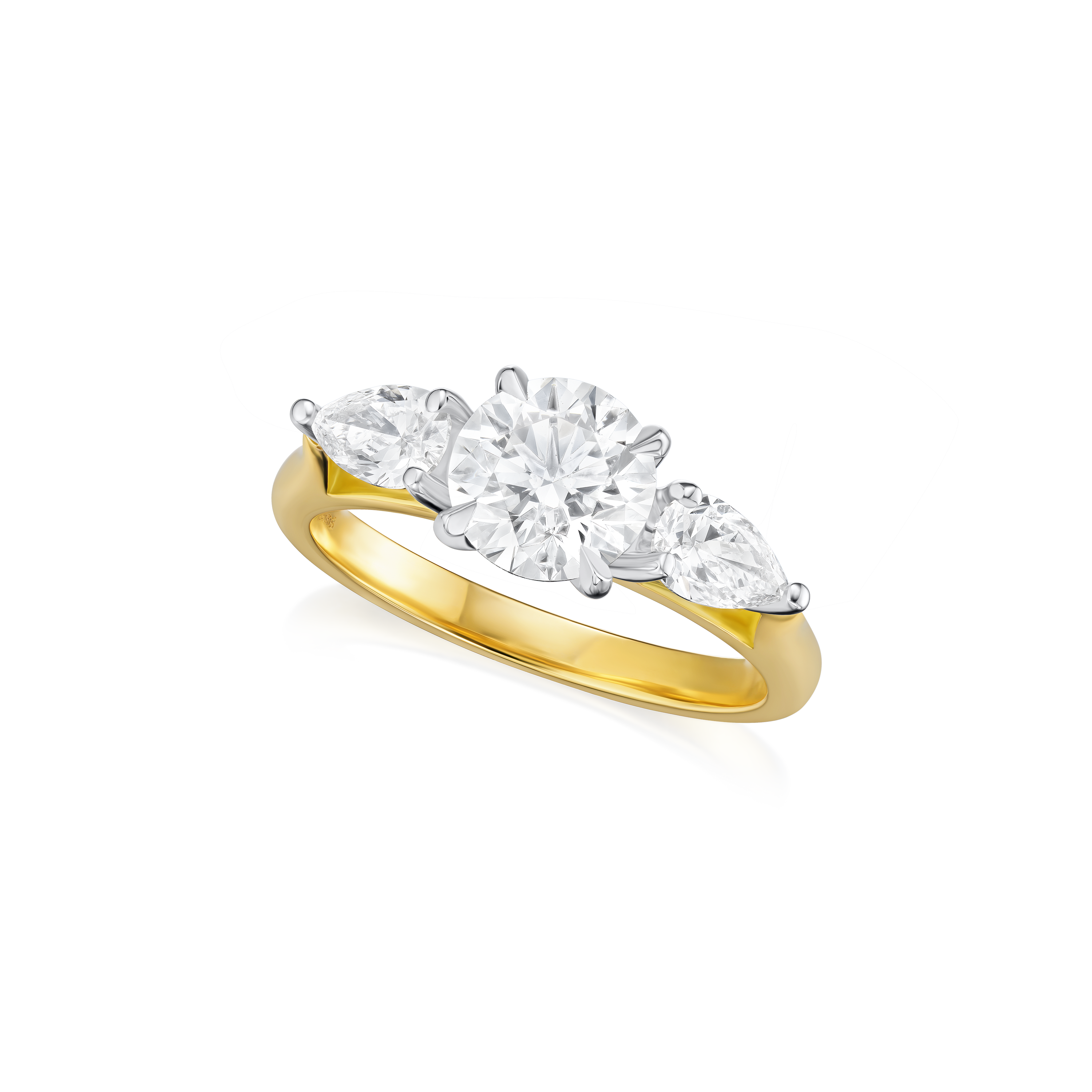 0.92ct Pear Cut Diamond Three Stone Ring