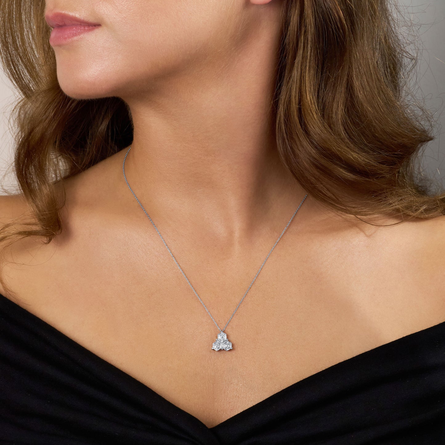 Trefoil Collection 1.71cts Hexagon Cut Diamond Pendant