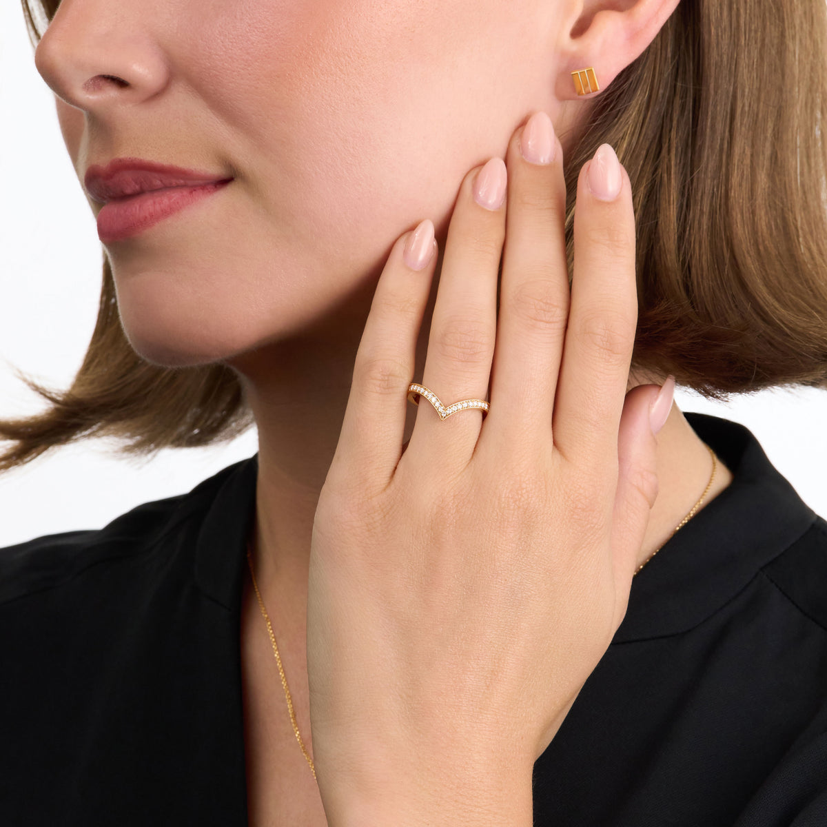 Skyline 18ct Yellow Gold Wishbone Diamond Ring, 2mm