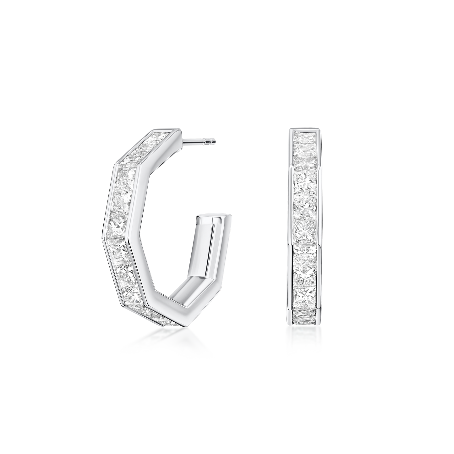 Nectar Collection Diamond Set 18ct White Gold Hoop Earrings