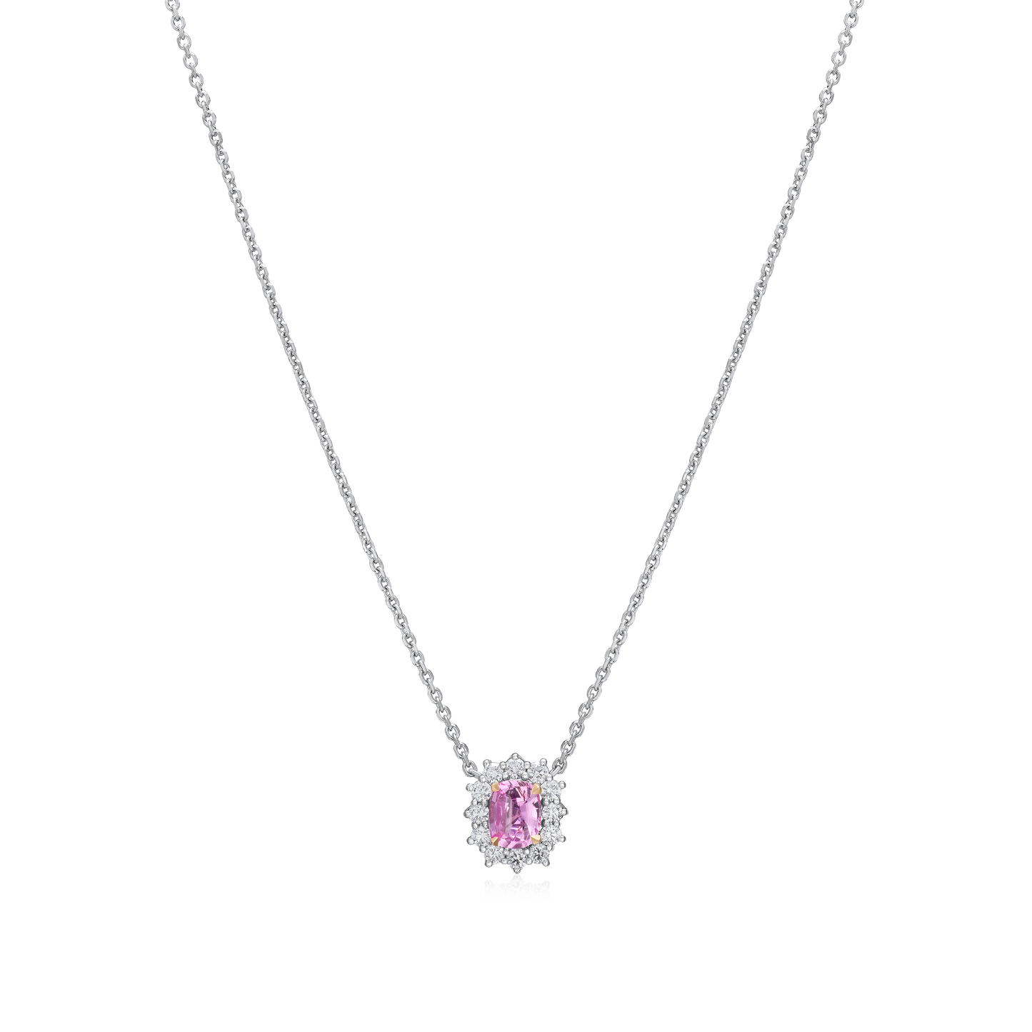 0.84ct Pink Sapphire and Diamond Ravello Cluster Pendant