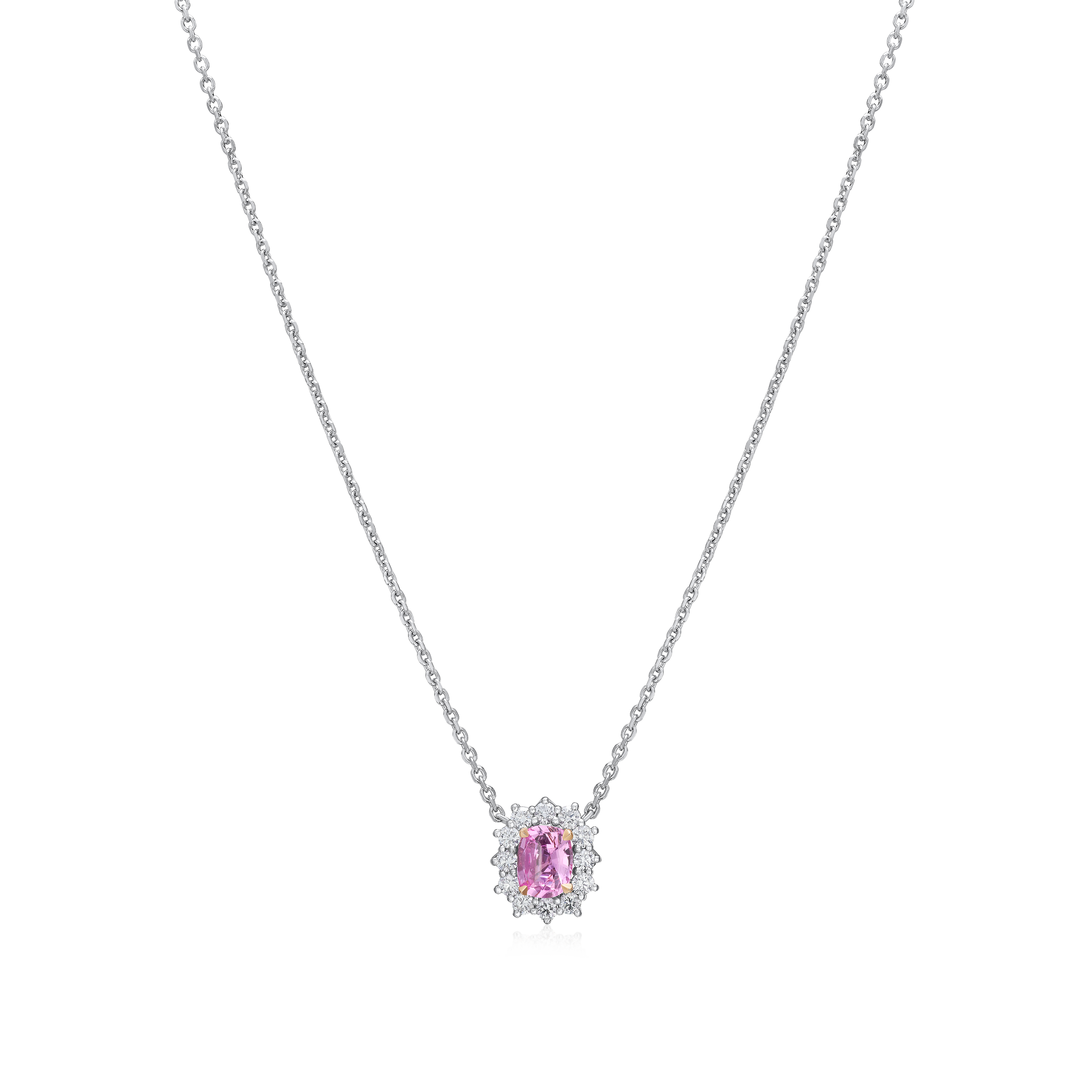 0.84ct Pink Sapphire and Diamond Ravello Cluster Pendant