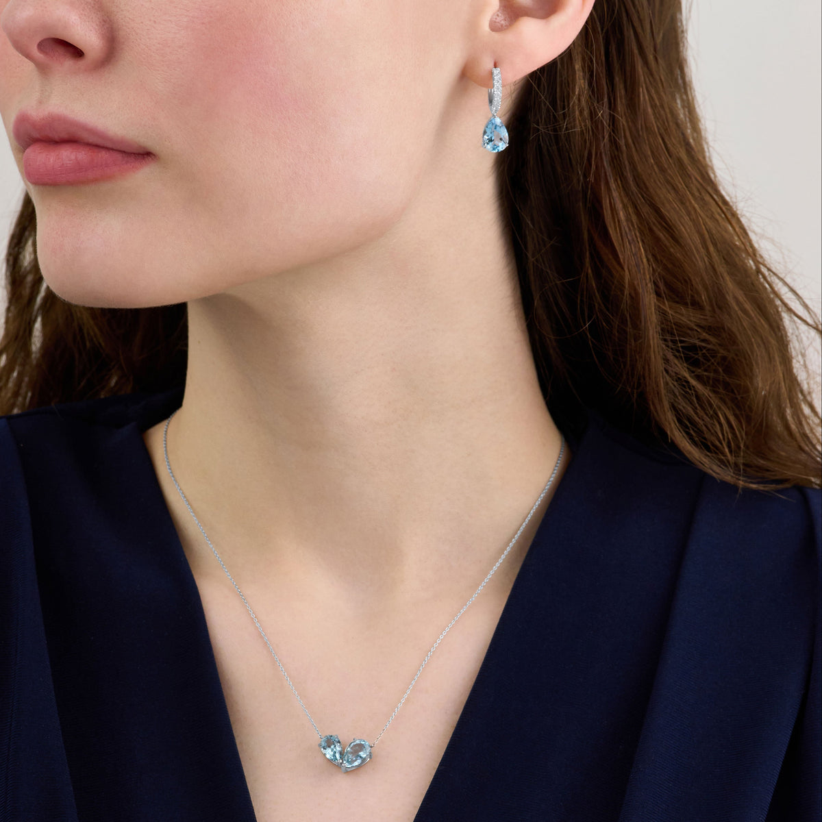 Aquamarine and Diamond Drop Earrings