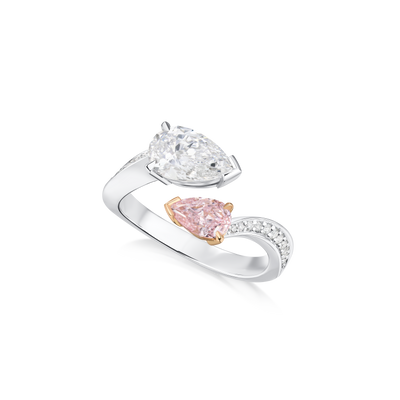 Natural Pink and White Diamond 'Toi et Moi' Ring