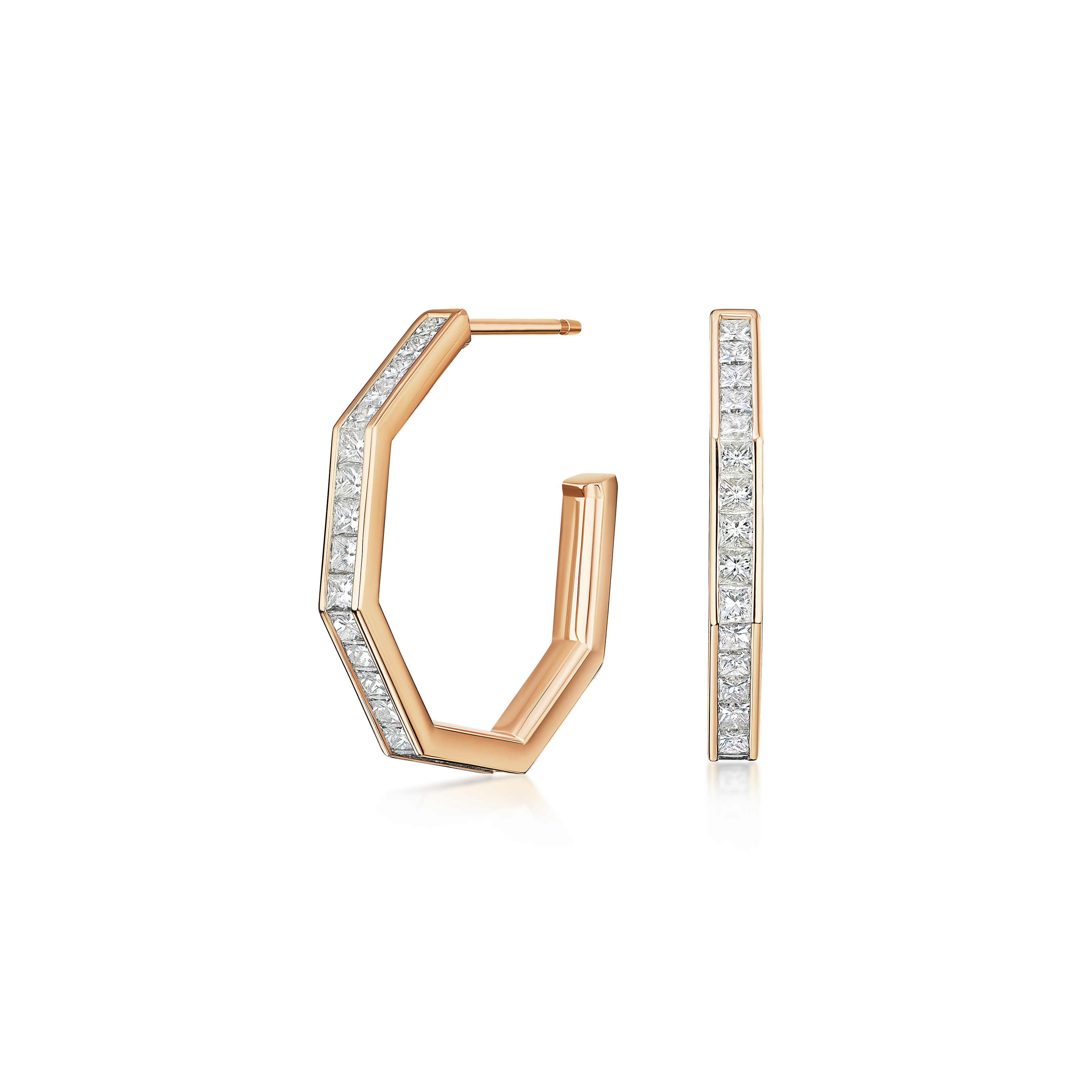 Nectar Collection Diamond Set 18ct Rose Gold Hoop Earrings