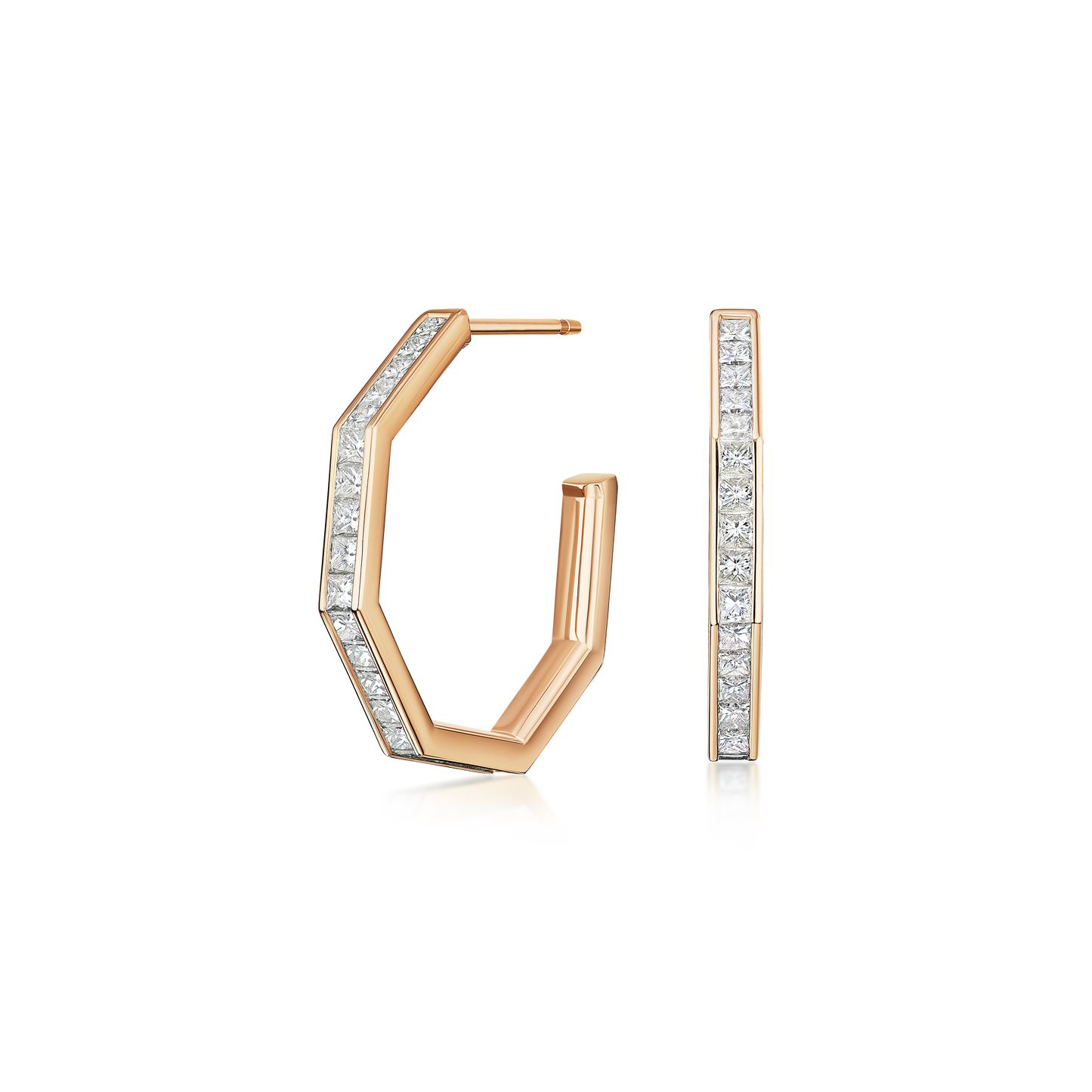 Nectar Collection 2.65cts Diamond Set 18ct Rose Gold Hoop Earrings