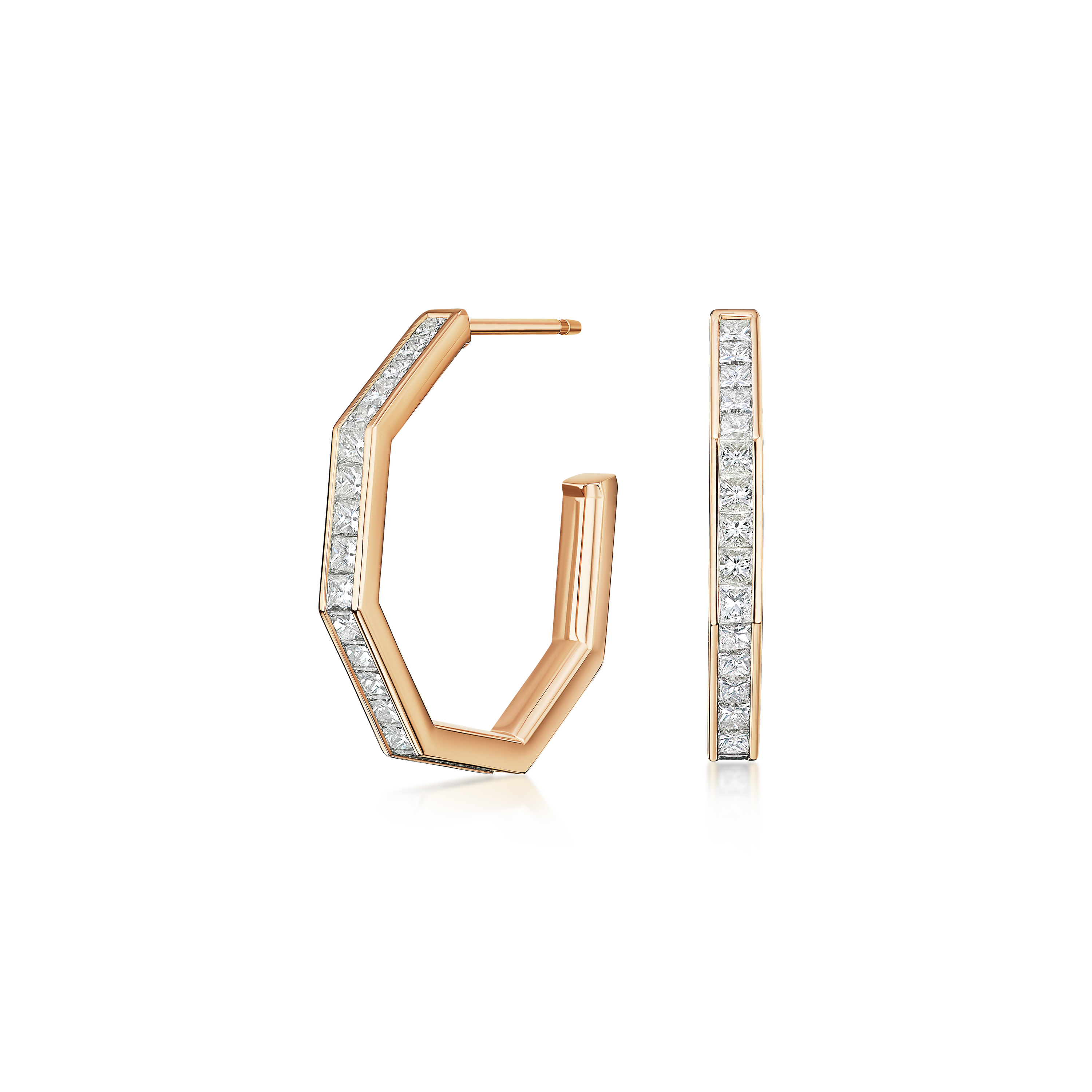 Nectar Collection 2.65cts Diamond Set 18ct Rose Gold Hoop Earrings