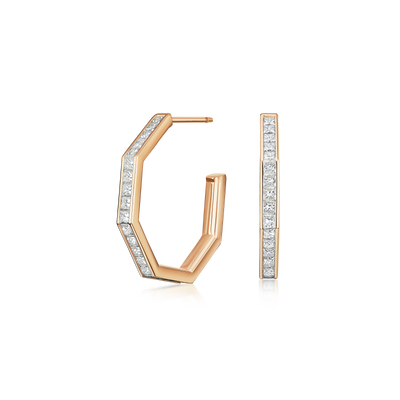 Nectar Collection Diamond Set 18ct Rose Gold Hoop Earrings