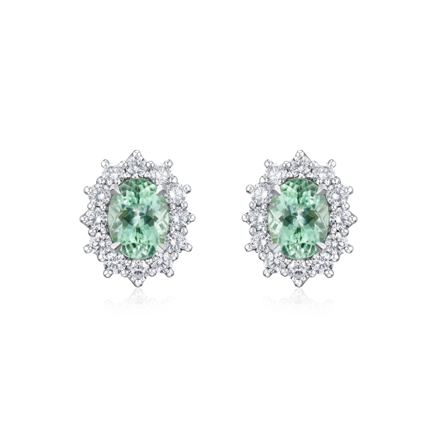 2.54cts Mint Tourmaline and Diamond Ravello Cluster Earrings