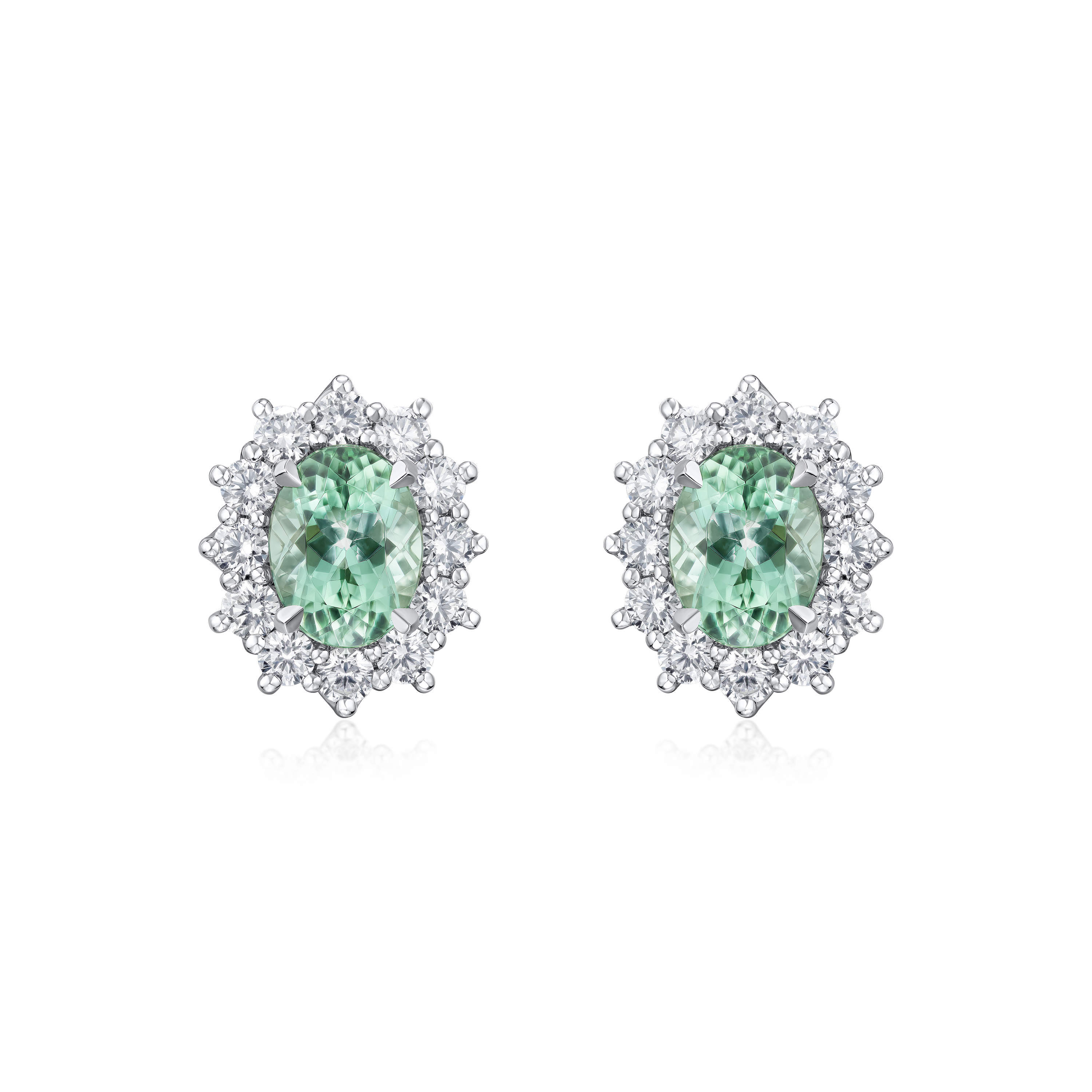 2.54cts Mint Tourmaline and Diamond Ravello Cluster Earrings