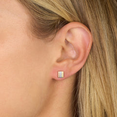Skyline Collection Tri-Colour Square Stud Earrings