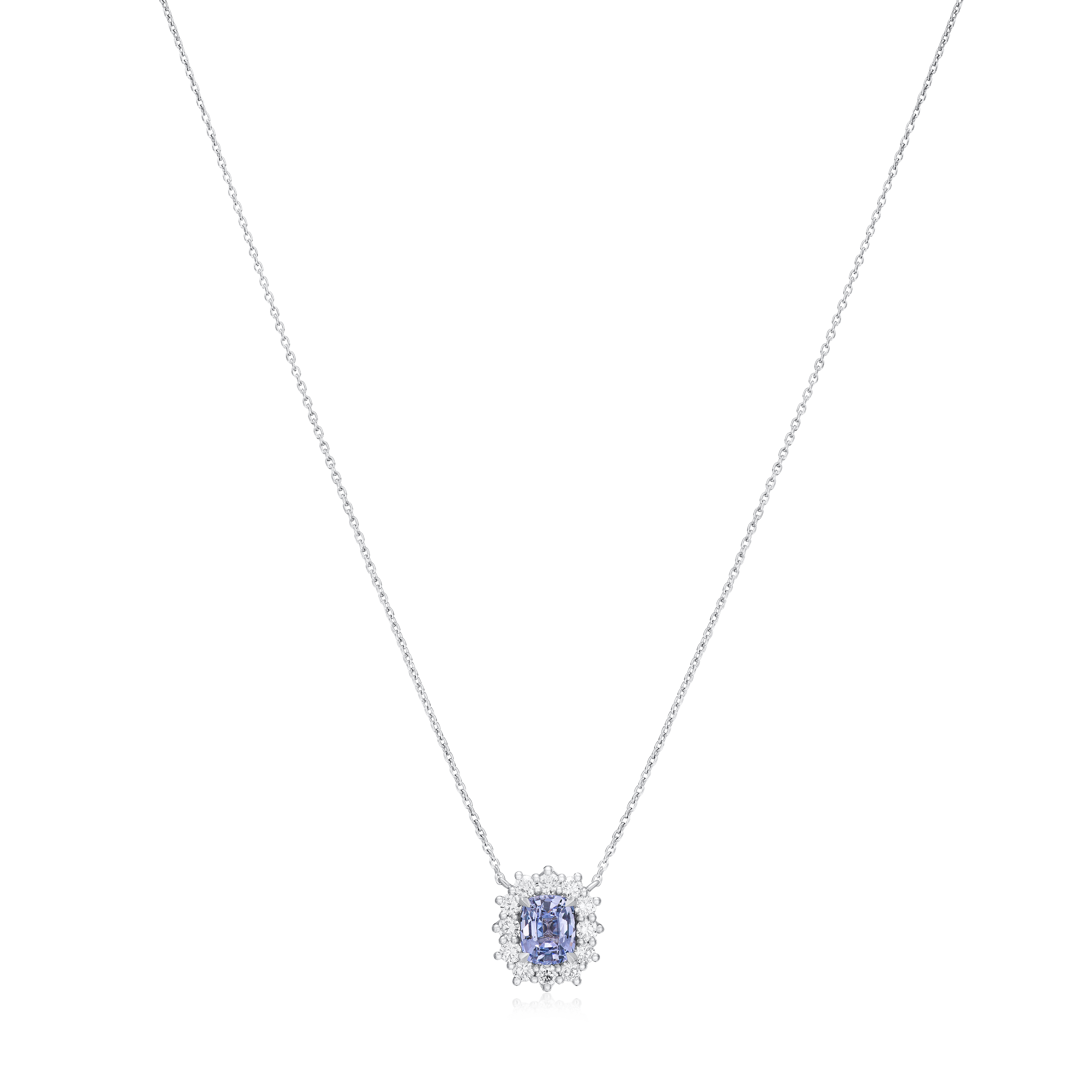1.13cts Blue Sapphire and Diamond Ravello Cluster Pendant