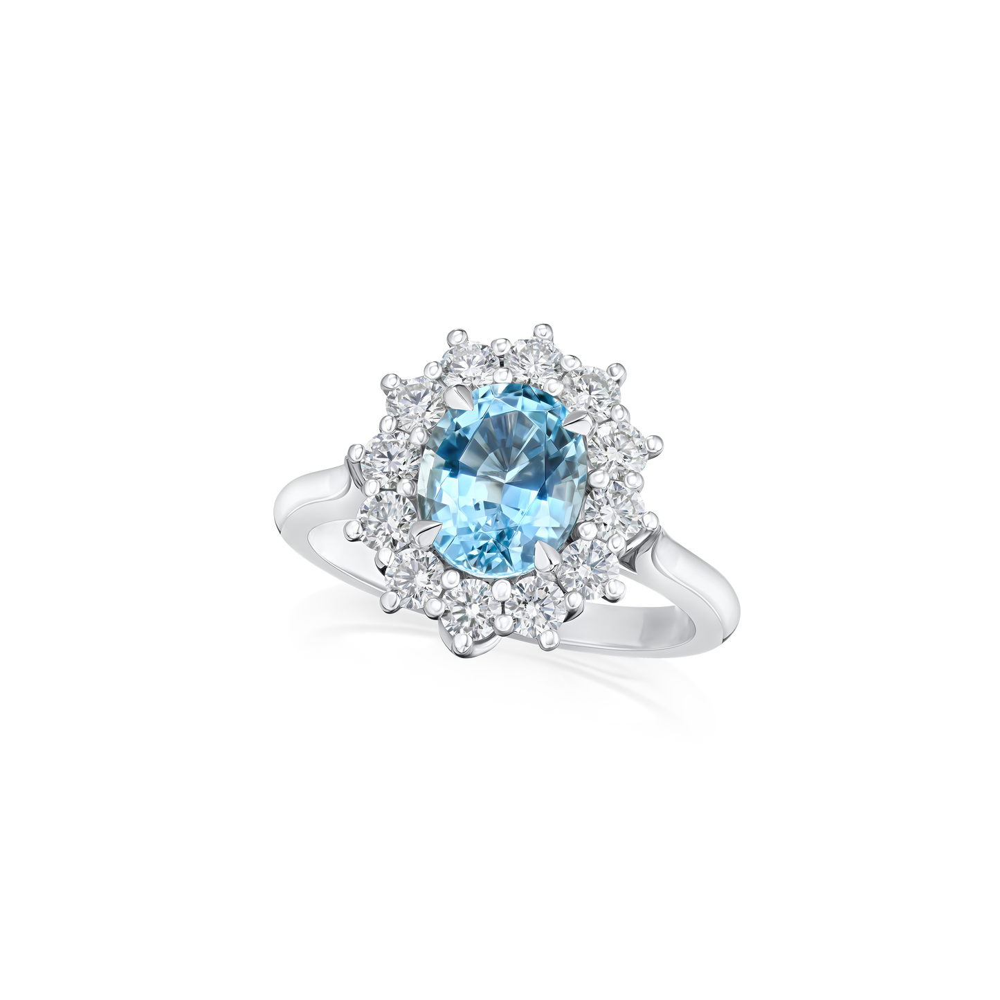 1.58cts Aquamarine and Diamond Ravello Cluster Ring