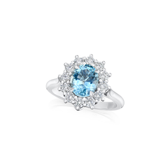 1.58cts Aquamarine and Diamond Ravello Cluster Ring