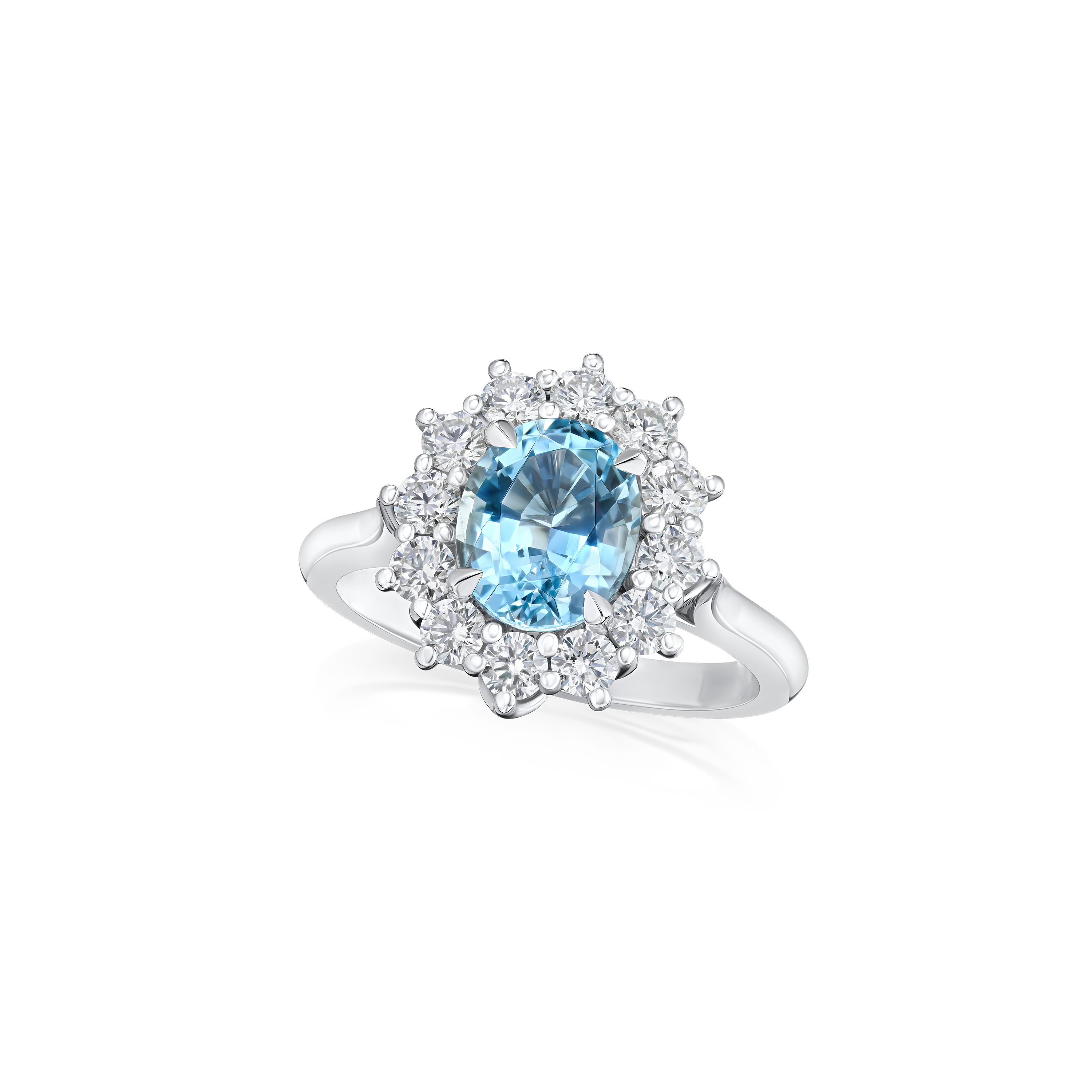 1.58cts Aquamarine and Diamond Ravello Cluster Ring
