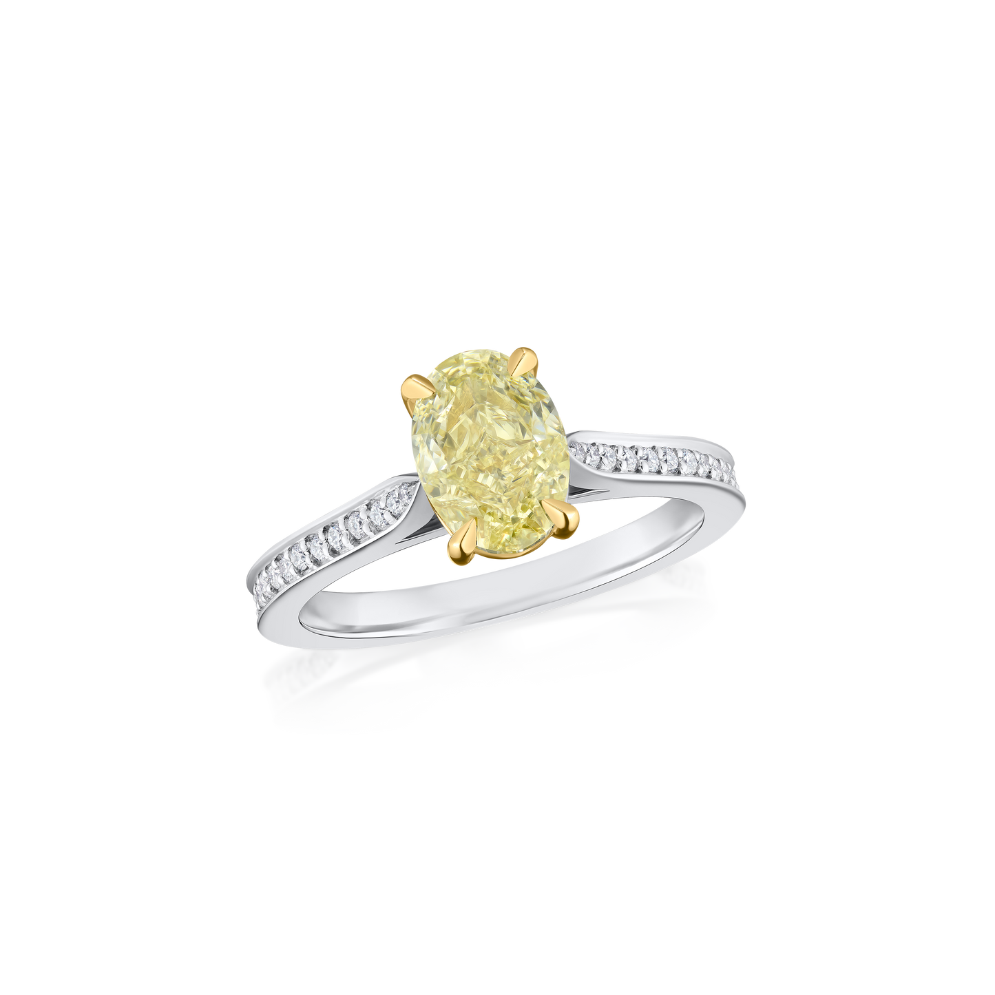 1.59cts Oval Cut Natural Fancy Light Yellow Diamond Ring