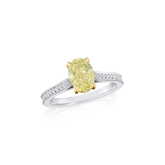 1.59cts Oval Cut Natural Fancy Light Yellow Diamond Ring