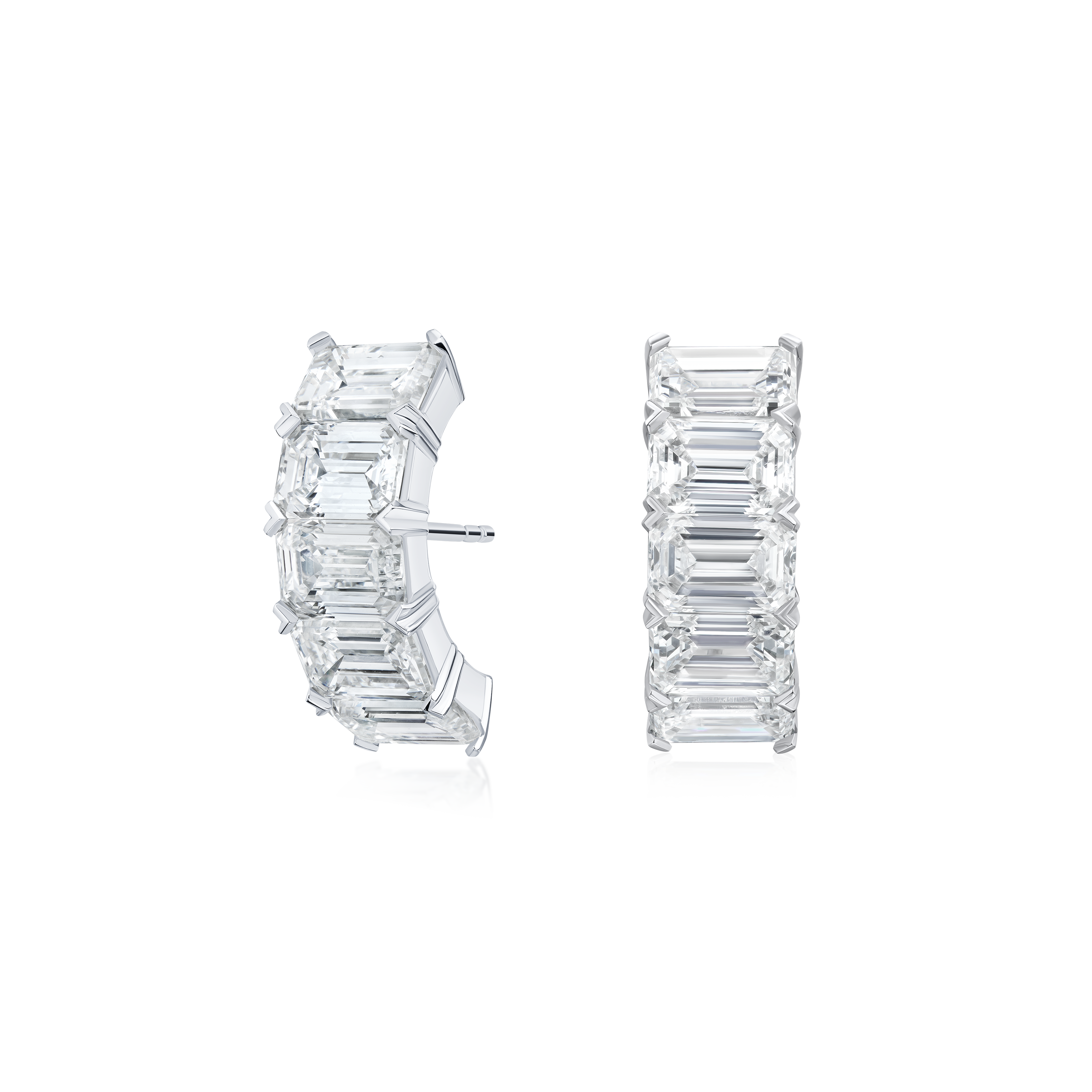6.25cts Emerald Cut Diamond Set Huggie Earrings