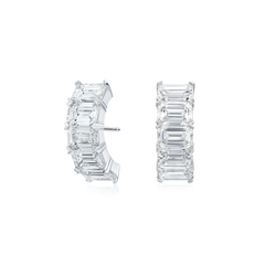 6.25cts Emerald Cut Diamond Set Huggie Earrings