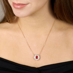 2.06cts Red Spinel and Diamond Cluster Pendant