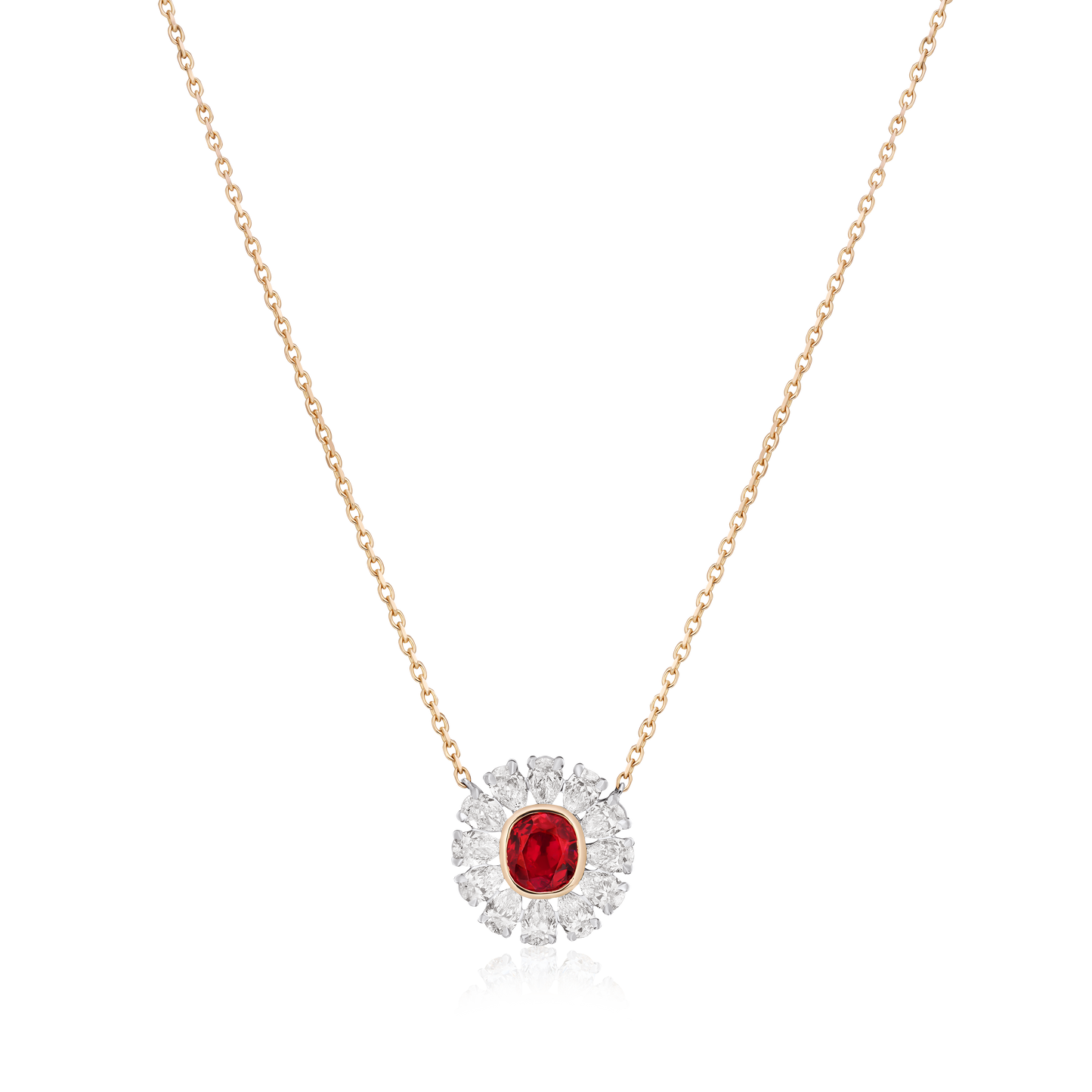 2.06cts Red Spinel and Diamond Cluster Pendant