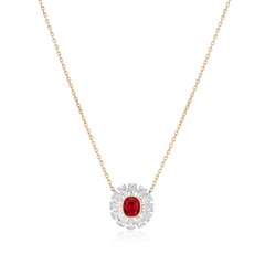 2.06cts Red Spinel and Diamond Cluster Pendant