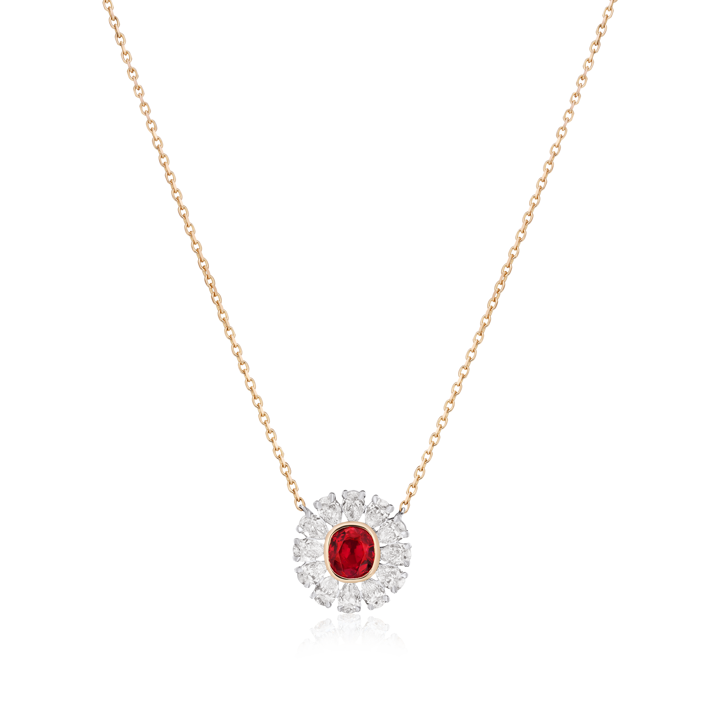 2.06cts Red Spinel and Diamond Cluster Pendant