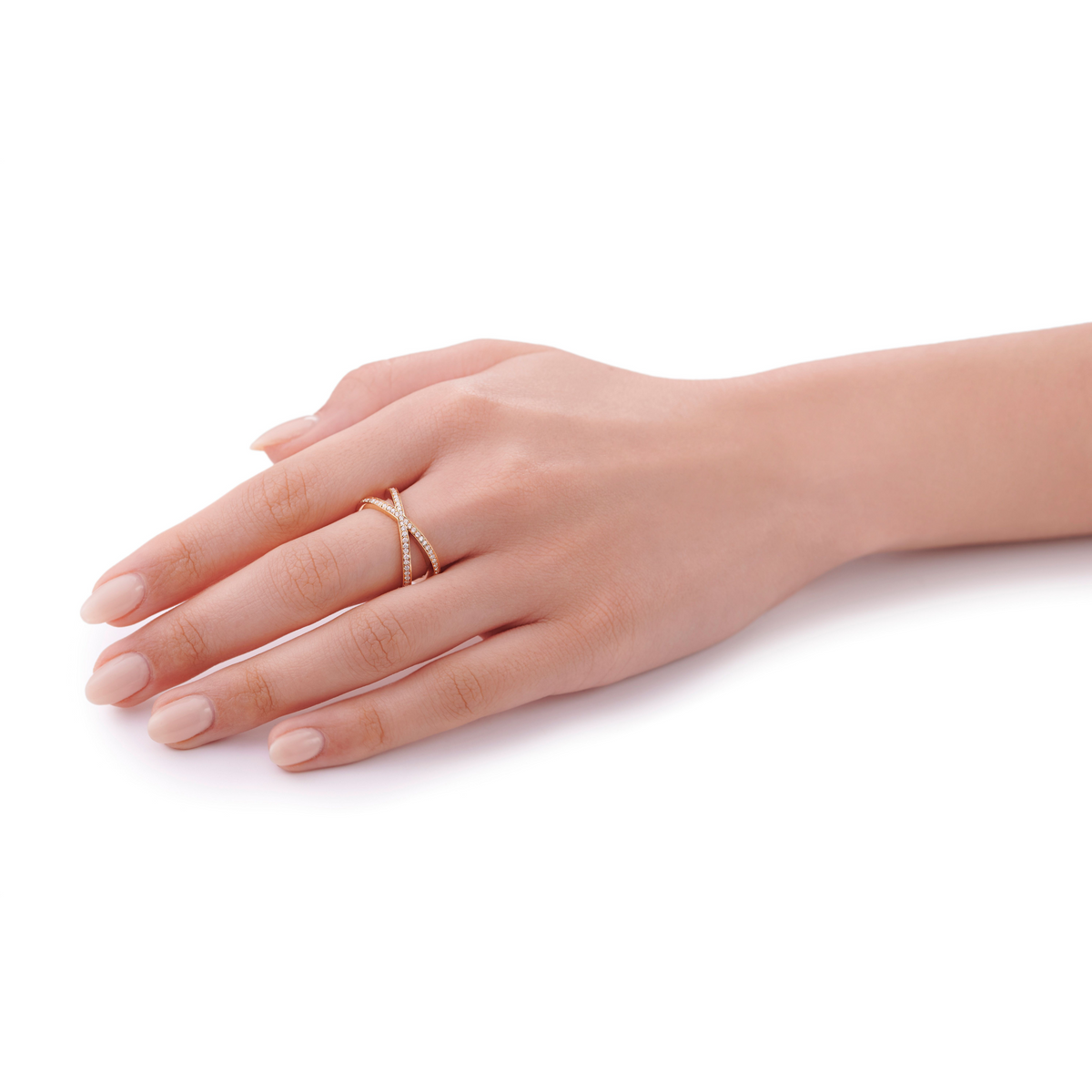 Skyline 18ct Rose Gold Diamond Crossover Ring