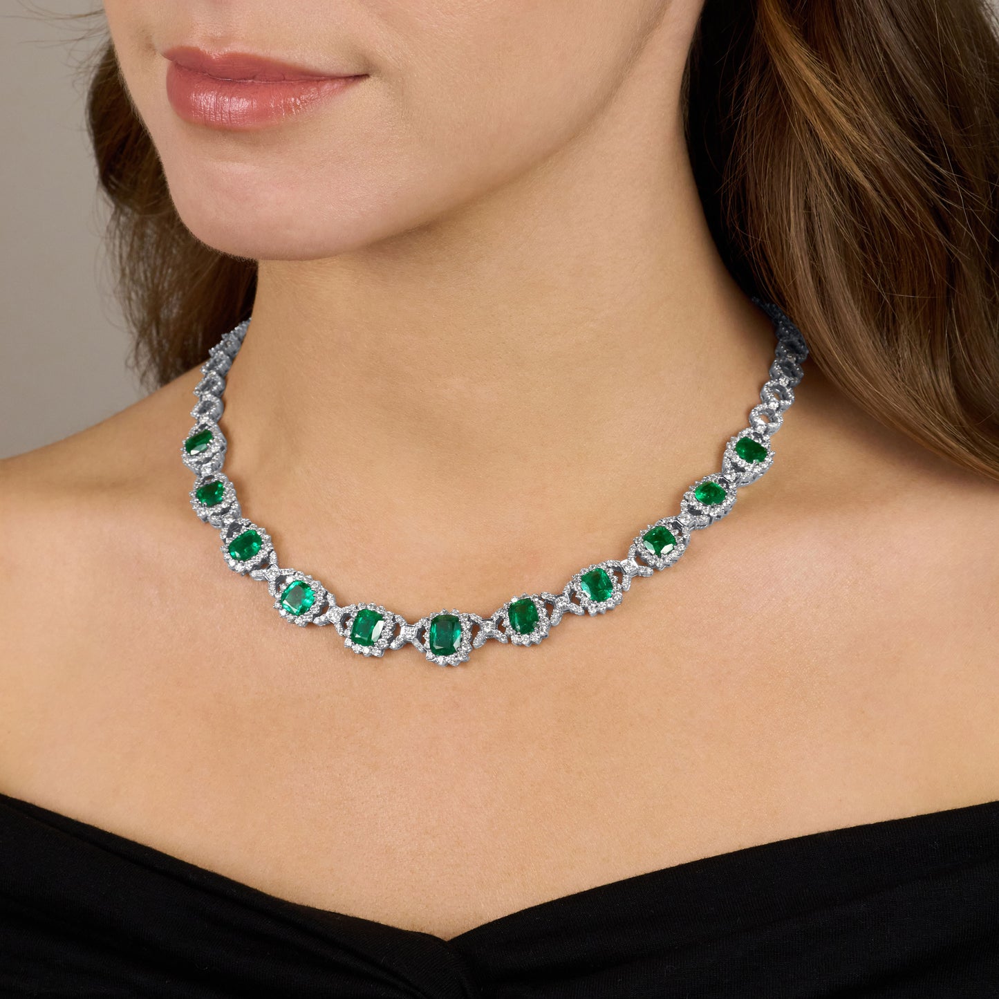 Art Deco Emerald and Diamond Necklet