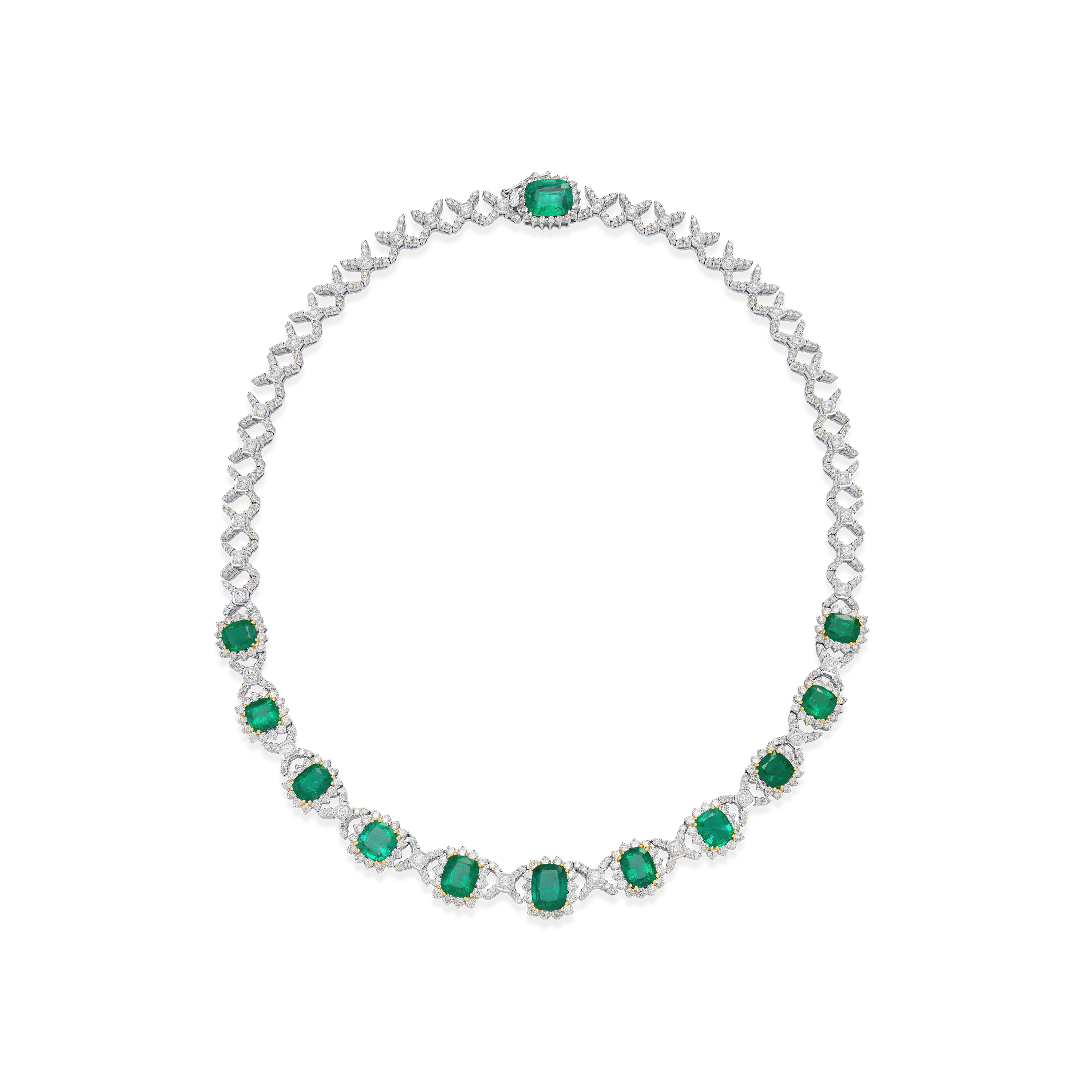 Art Deco Emerald and Diamond Necklet