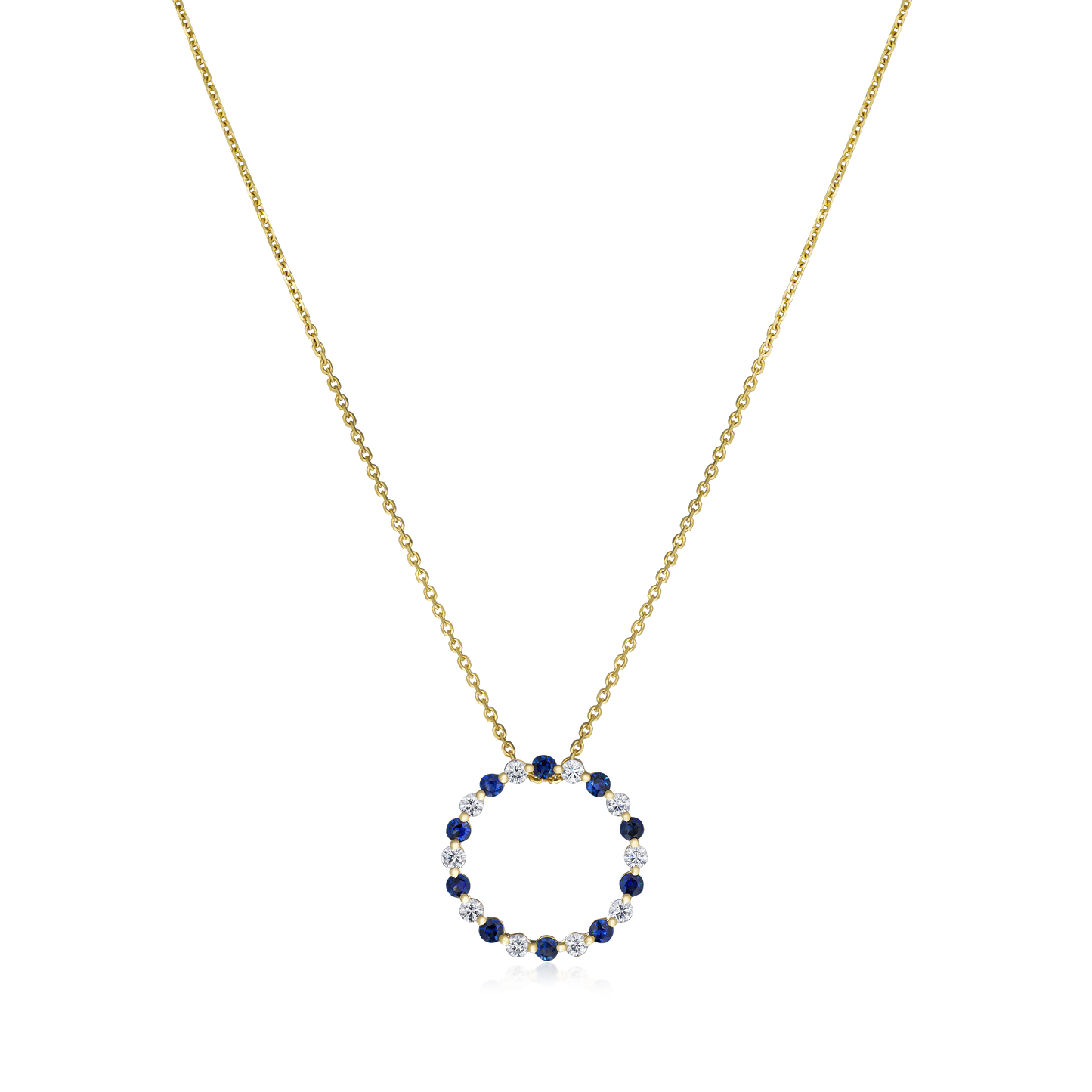 Sapphire and Diamond Set Circle Pendant