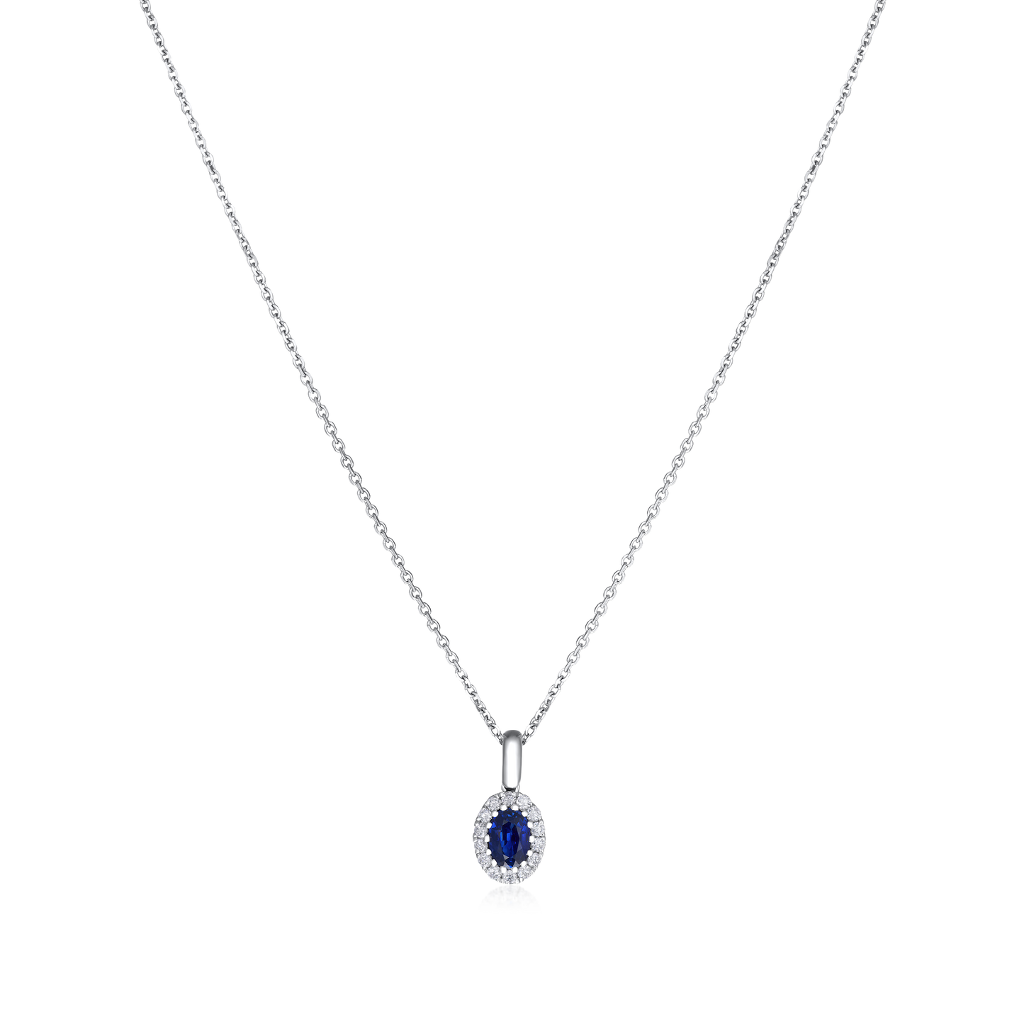 Sapphire and Diamond Cluster Pendant